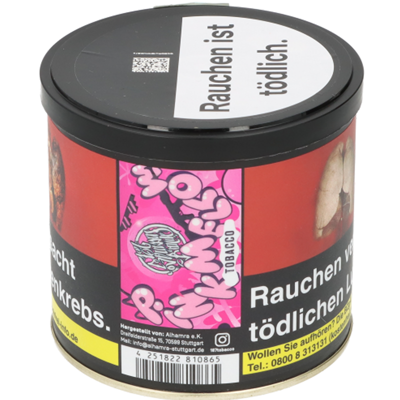 187 Tobacco 200 g Pink Mellow, Limette/Wassermelone/Grapefruit Frontansicht World of Smoke