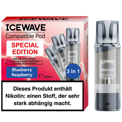 3x ICEWAVE Blueberry Raspberry 20mg/ml Frontansicht World of Smoke