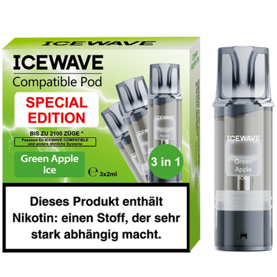 3x ICEWAVE Green Apple Ice 20mg/ml Frontansicht World of Smoke