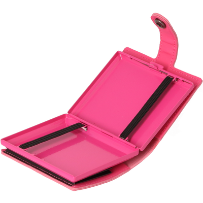 Angelo Zigaretten Etui Metall, 18er, Gummi, Hülle PU pink, Geld+Kartenfach Detailansicht World of Smoke