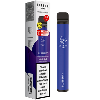 ELF BAR Einweg E-Zigarette Blueberry 20mg/ml ca. 600 Züge Frontansicht World of Smoke