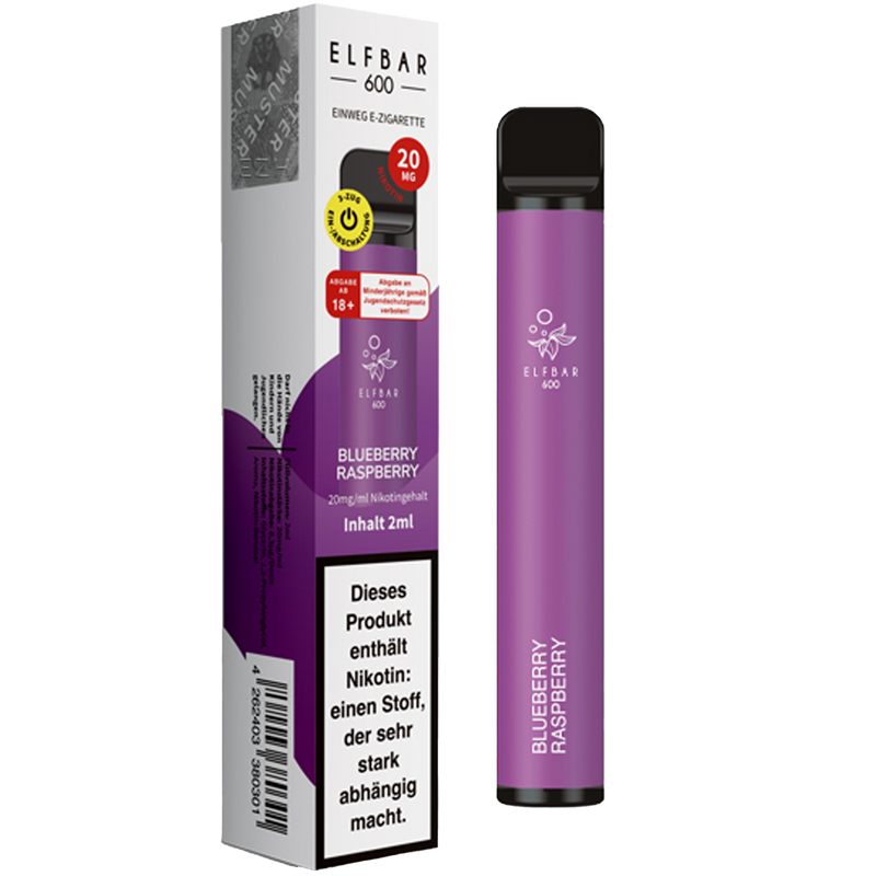 ELFBAR Einweg E-Zigarette Blueberry Raspberry 20mg/ml Frontansicht World of Smoke