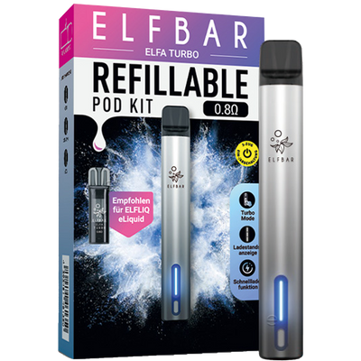 ELFBAR ELFA Turbo Basisgerät aurora Black Frontansicht World of Smoke