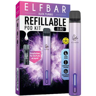 ELFBAR ELFA Turbo Basisgerät aurora purple Frontansicht World of Smoke