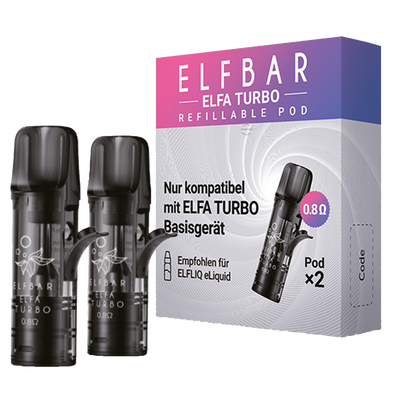 2x ELFBAR ELFA Turbo Prefillable Pod Frontansicht World of Smoke