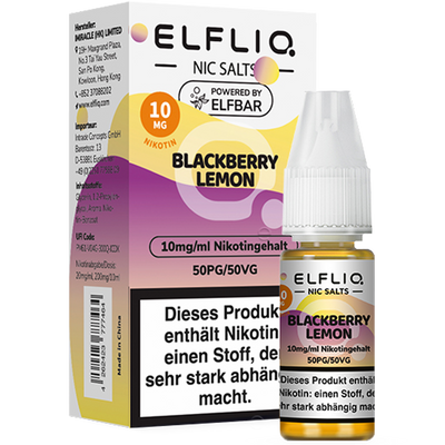 ELFBAR Elfliq 10mg SALT Liquid Blackberry Lemon 10ml Frontansicht World of Smoke