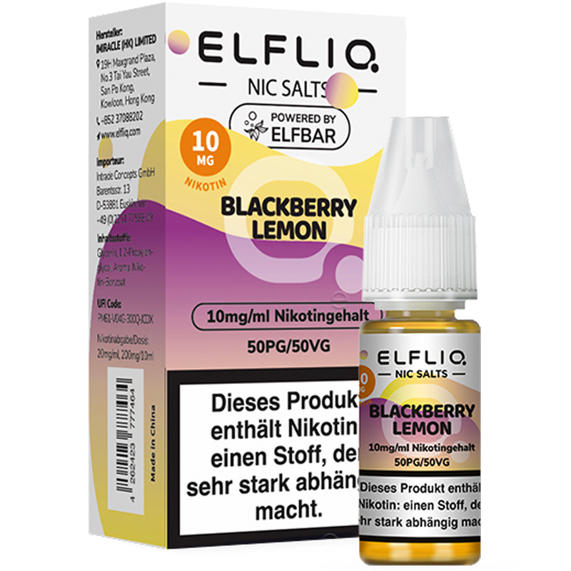 ELFBAR Elfliq 10mg SALT Liquid Blackberry Lemon 10ml Frontansicht World of Smoke