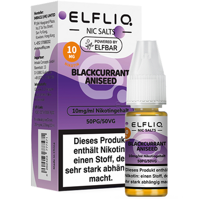 ELFBAR Elfliq 10mg SALT Liquid Blackcurrant Aniseed 10ml Frontansicht World of Smoke