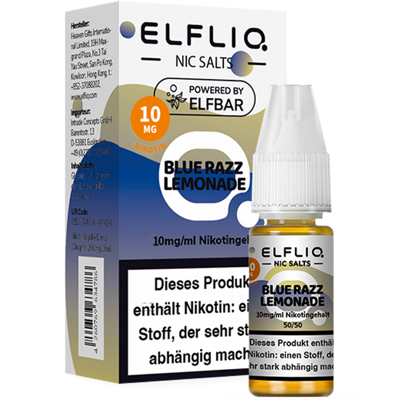 ELFBAR Elfliq 10mg SALT Liquid Blue Razz Lemonade 10ml Frontansicht World of Smoke