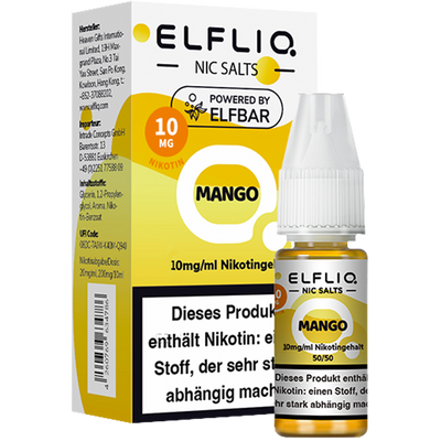 ELFBAR Elfliq 10mg SALT Liquid Mango 10ml Frontansicht World of Smoke