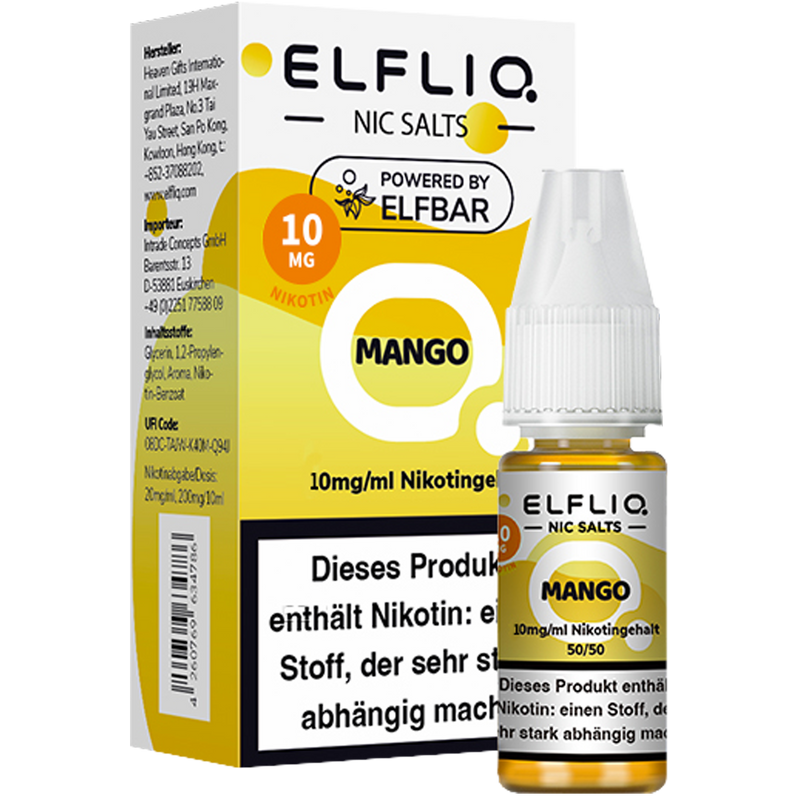 ELFBAR Elfliq 10mg SALT Liquid Mango 10ml Frontansicht World of Smoke