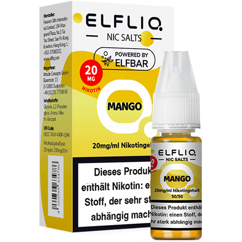 ELFBAR Elfliq 20mg SALT Liquid Mango 10ml Frontansicht World of Smoke