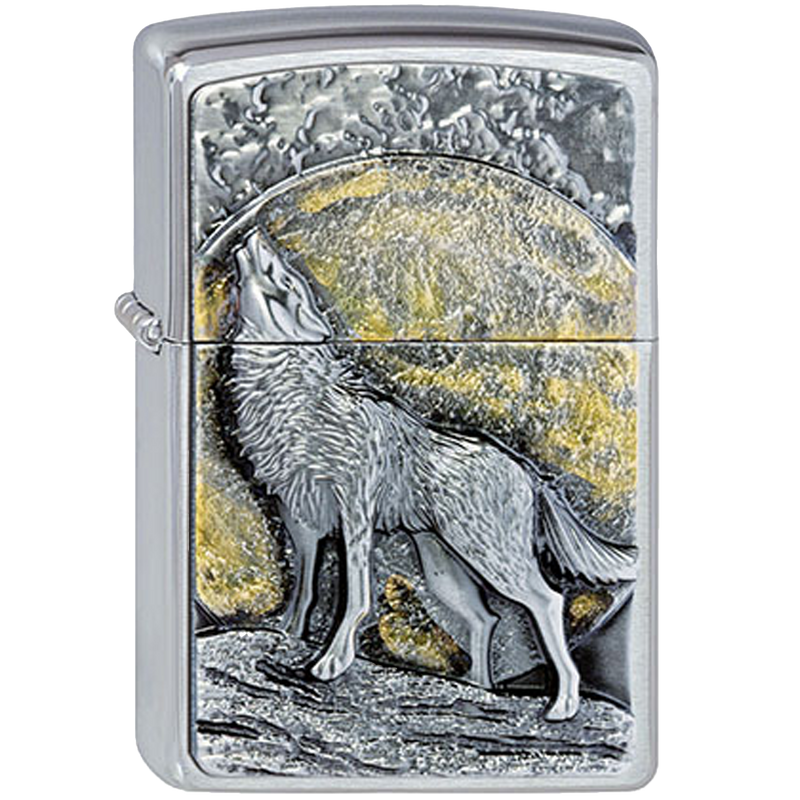 Zippo 2003038 Wolf Moonlight Frontansicht World of Smoke