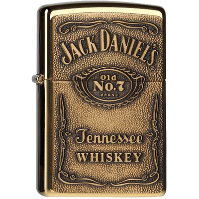 Zippo 60001212 Jack Daniel´s Label brass Frontansicht World of Smoke