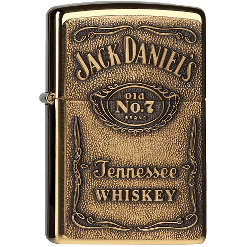 Zippo 60001212 Jack Daniel´s Label brass Frontansicht World of Smoke